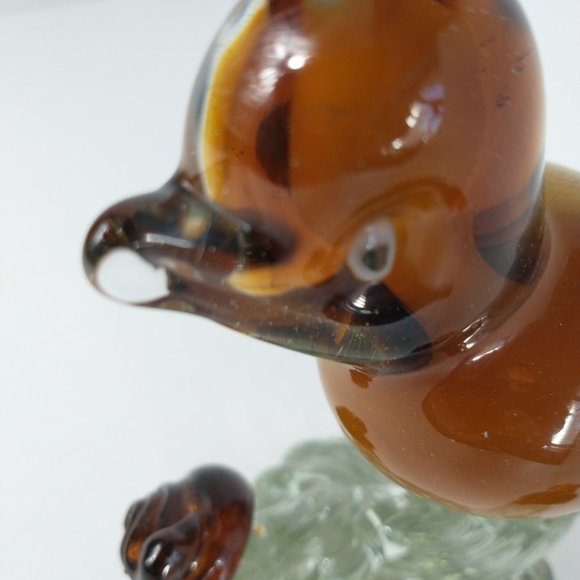 Murano Large Glass Art Brown/Tan Bird with Brown/White Tails - Picture 11 of 16